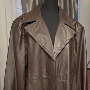 Centigrade 100% Leather Brown Coat Jacket | Size 2X | Classic Silhouette